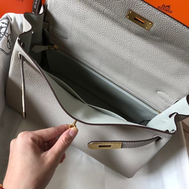 Hermes original togo leather kelly 28 bag K28-1 pearlash