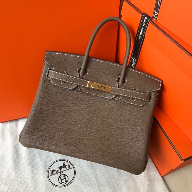 Hermes original togo leather birkin 35 bag H35-1 etoupe grey