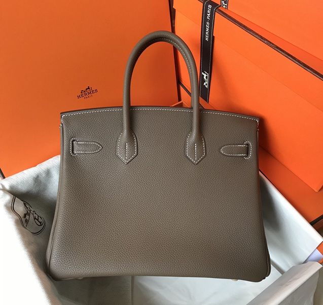 Hermes original togo leather birkin 30 bag H30-1 etoupe grey