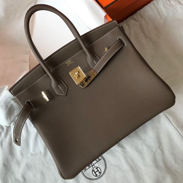 Hermes original togo leather birkin 35 bag H35-1 etoupe grey