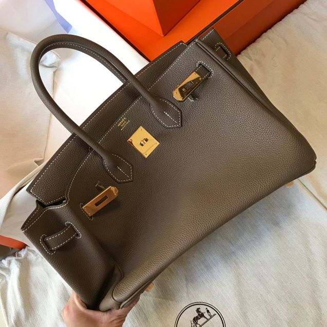 Hermes original togo leather birkin 30 bag H30-1 etoupe grey