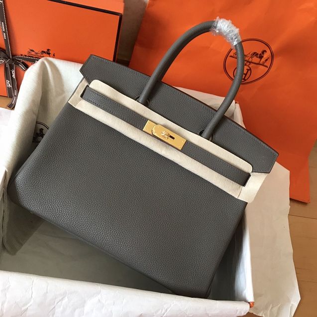 Hermes original togo leather birkin 30 bag H30-1 gris etain