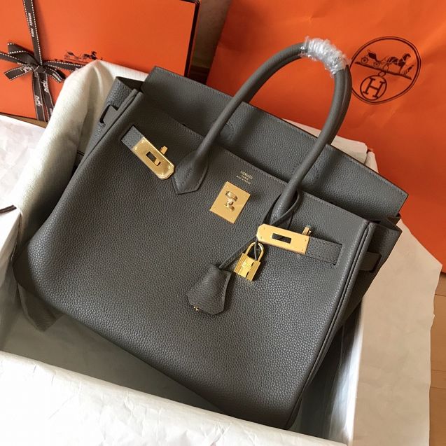 Hermes original togo leather birkin 35 bag H35-1 gris etain