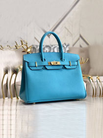 Hermes original epsom leather birkin 25 bag H25-3 blue du nord 