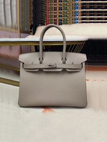 Hermes original epsom leather birkin 25 bag H25-3 gris asphalte