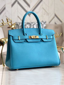 Hermes original epsom leather birkin 35 bag H35-3 blue du nord 