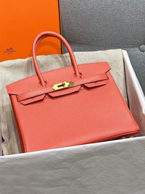 Hermes original epsom leather birkin 35 bag H35-3 coral pink