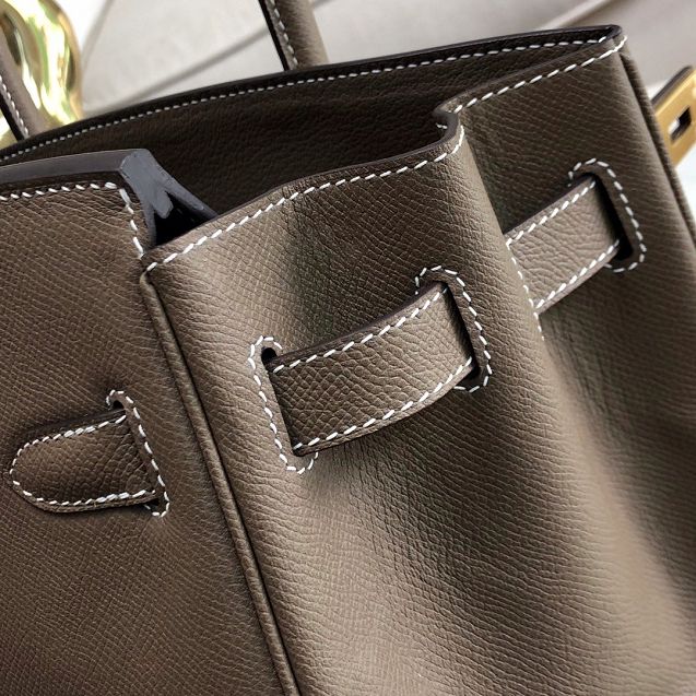 Hermes original epsom leather birkin 25 bag H25-3 etoupe grey