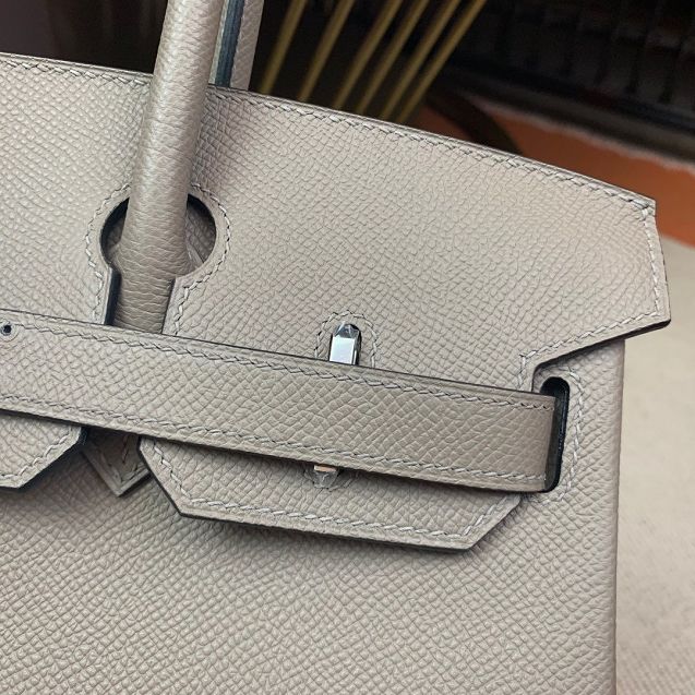 Hermes original epsom leather birkin 25 bag H25-3 gris asphalte