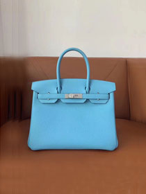 Hermes original togo leather birkin 25 bag H25-1 blue du nord 