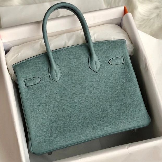 Hermes original togo leather birkin 25 bag H25-1 azure