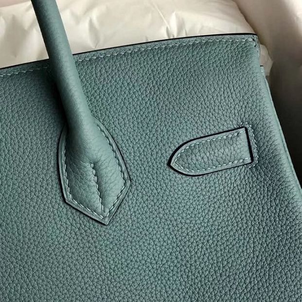 Hermes original togo leather birkin 30 bag H30-1 azure