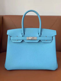 Hermes original togo leather birkin 35 bag H35-1 blue du nord 