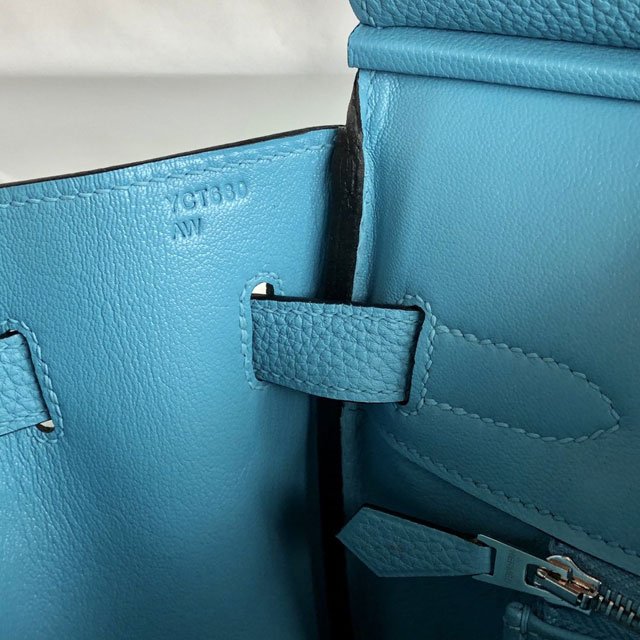 Hermes original togo leather birkin 25 bag H25-1 blue du nord 