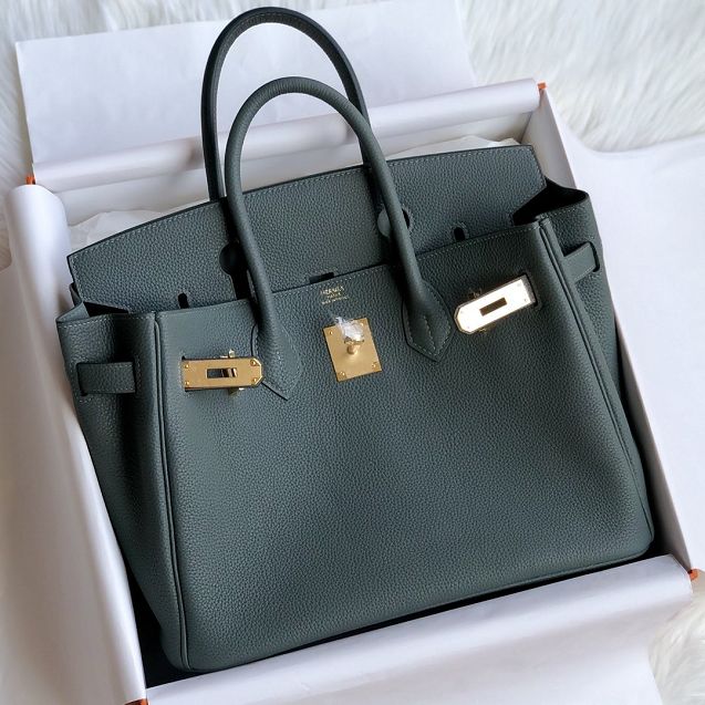 Hermes original togo leather birkin 35 bag H35-1 vert amande