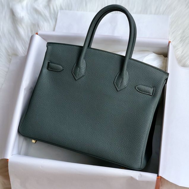 Hermes original togo leather birkin 30 bag H30-1 vert amande