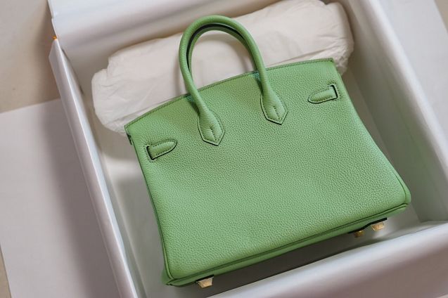 Hermes original togo leather birkin 25 bag H25-1 vert criquet