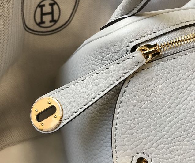 Hermes original top togo leather mini lindy 19 bag H19 pearlash