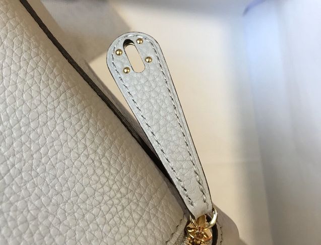 Hermes original top togo leather mini lindy 19 bag H19 pearlash