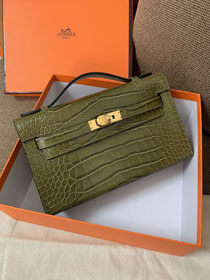 Hermes original crocodile veins calfskin mini kelly 22 clutch K012 