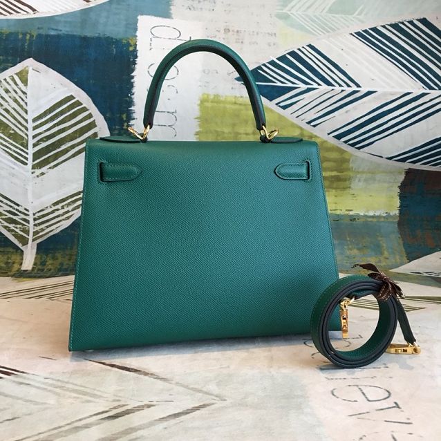 Hermes original epsom leather kelly 25 bag K25-1 emerald green