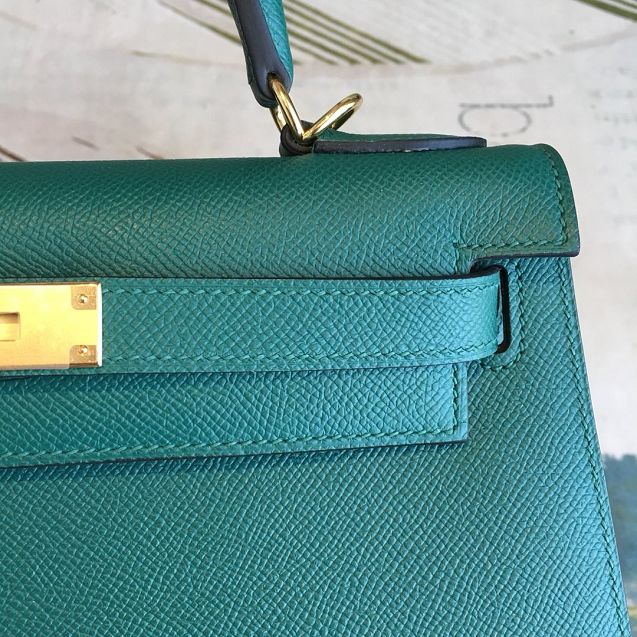 Hermes original epsom leather kelly 28 bag K28-2 emerald green