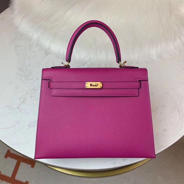 Hermes original epsom leather kelly 25 bag K25-1 peach red