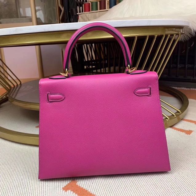 Hermes original epsom leather kelly 25 bag K25-1 peach red