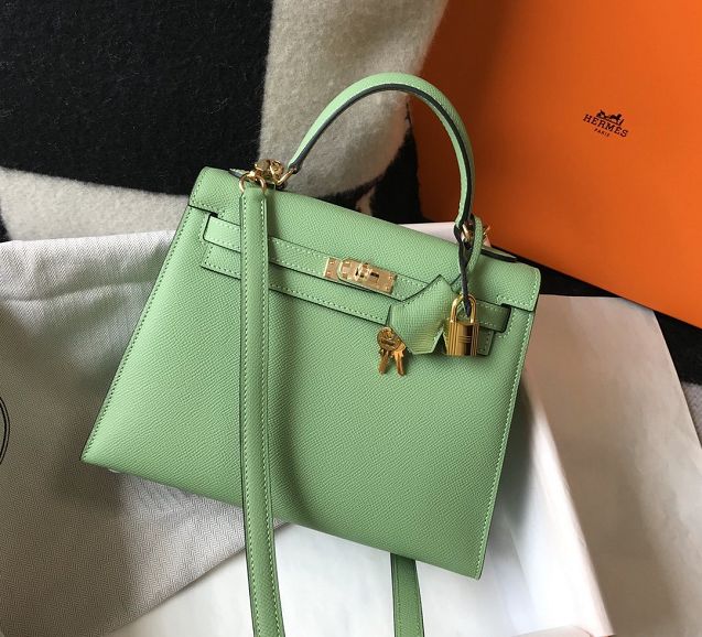 Hermes original epsom leather kelly 25 bag K25-1 vert criquet