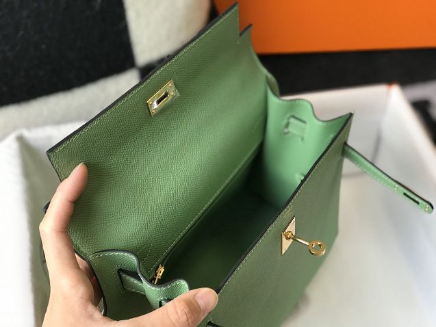 Hermes original epsom leather kelly 32 bag K32-1 vert criquet