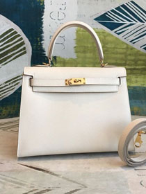 Hermes original epsom leather kelly 32 bag K32-1 white