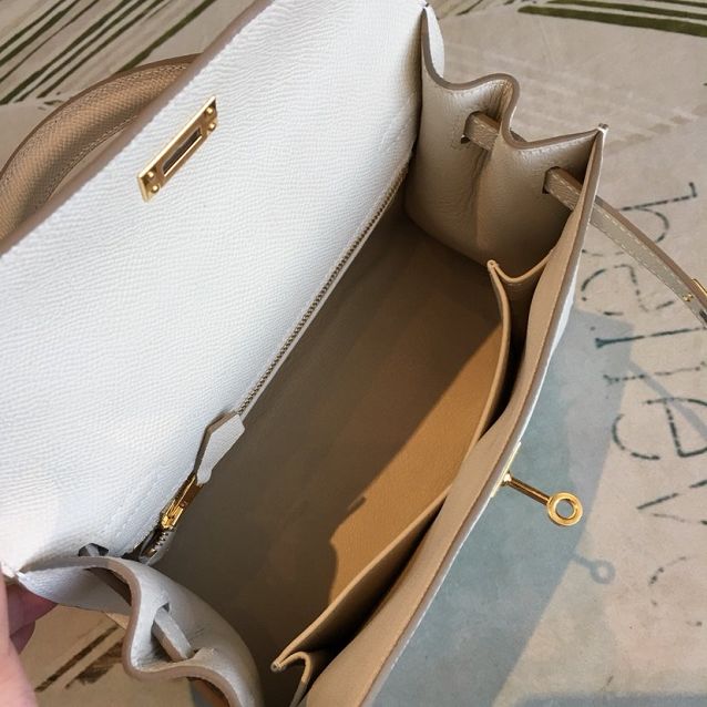 Hermes original epsom leather kelly 32 bag K32-1 white