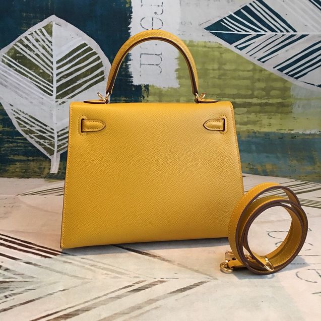 Hermes original epsom leather kelly 28 bag K28-2 yellow