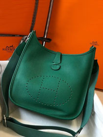 Hermes original togo leather evelyne pm shoulder bag E28 emerald green