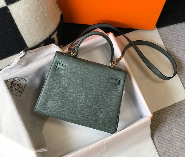 Hermes original togo leather kelly 25 bag K25 azure