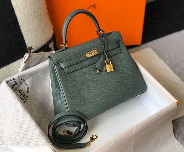 Hermes original togo leather kelly 25 bag K25 azure