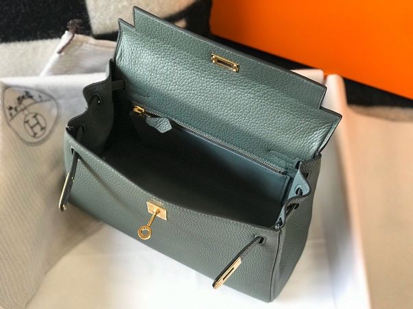 Hermes original togo leather kelly 25 bag K25 azure