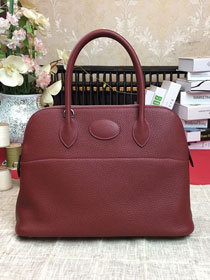 Hermes original togo leather medium bolide 31 bag B031 bordeaux