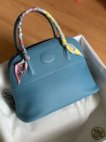 Hermes original togo leather medium bolide 31 bag B031 lake blue