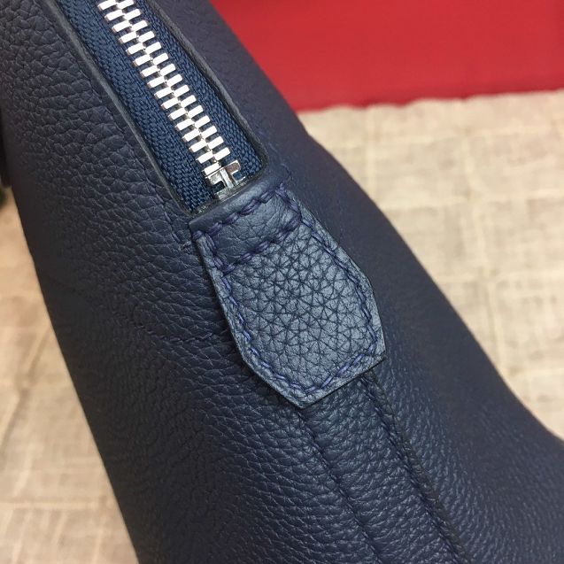 Hermes original togo leather small bolide 27 bag B027 navy blue