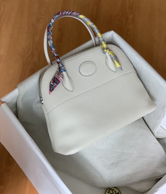 Hermes original togo leather medium bolide 31 bag B031 white