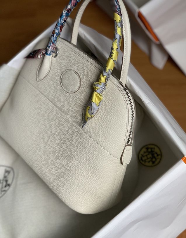 Hermes original togo leather medium bolide 31 bag B031 white