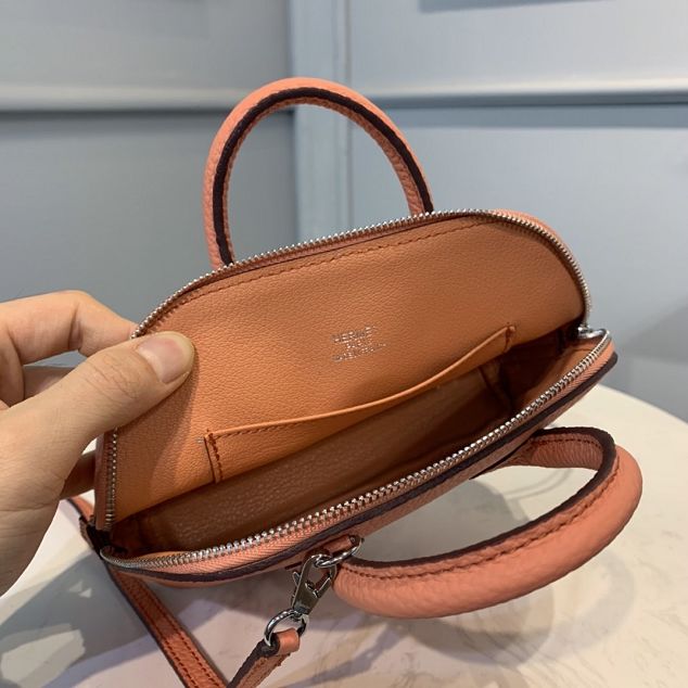 Hermes original togo leather mini bolide bag H018 crevette pink