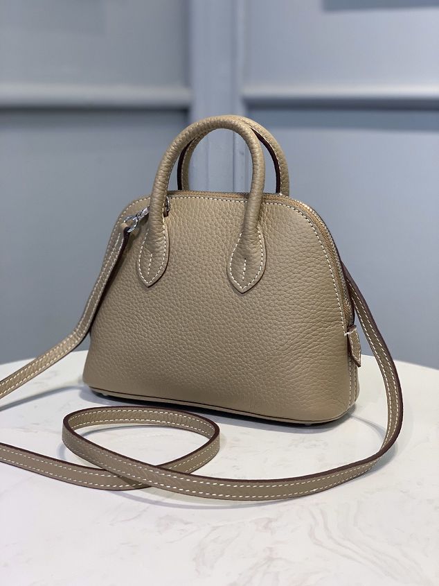 Hermes original togo leather mini bolide bag H018 light grey