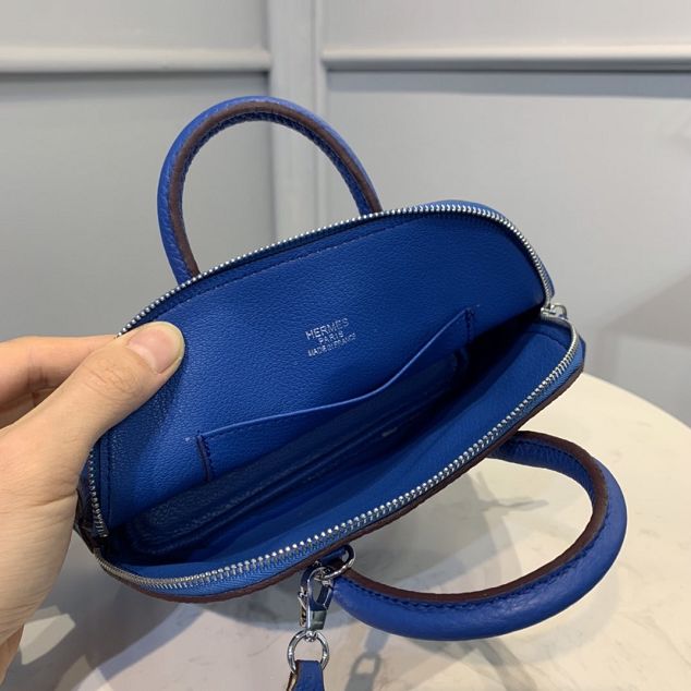 Hermes original togo leather mini bolide bag H018 royal blue