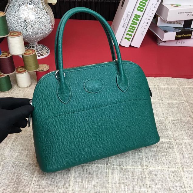 Hermes original epsom leather small bolide 27 bag B027 emerald green