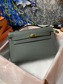 Hermes original epsom leather mini kelly 22 clutch K012 azure