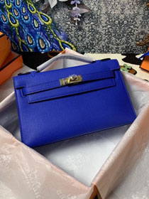 Hermes original epsom leather mini kelly 22 clutch K012 electric blue