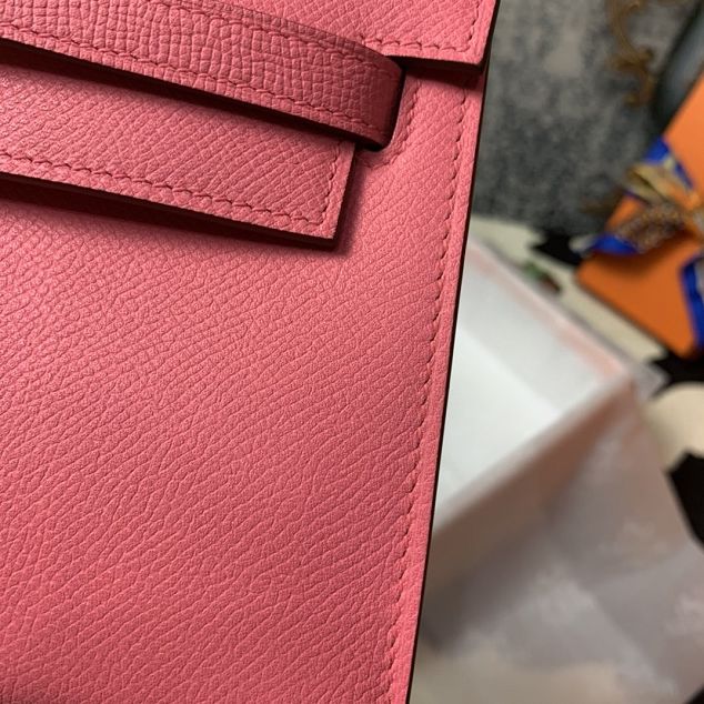 Hermes original epsom leather mini kelly 22 clutch K012 pink