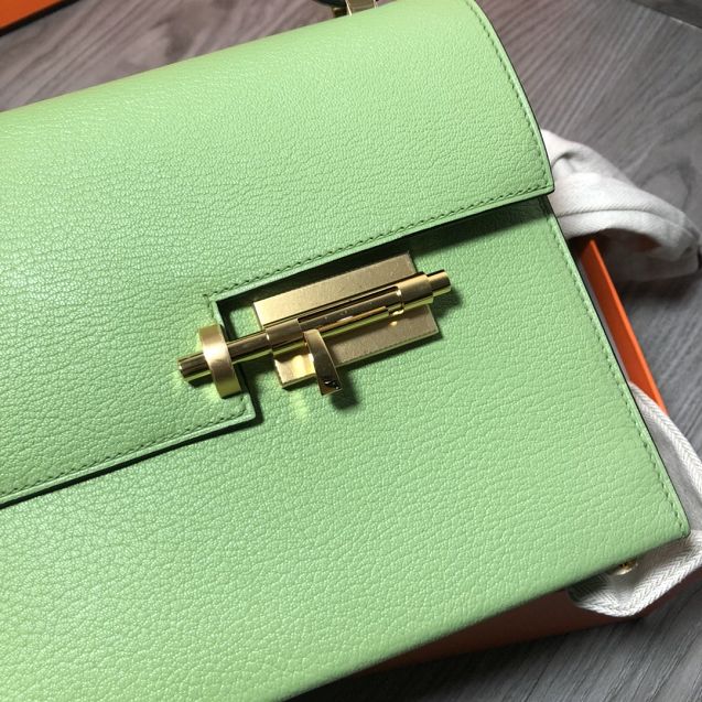 Hermes original epsom leather verrou chaine bag V23  vert criquet